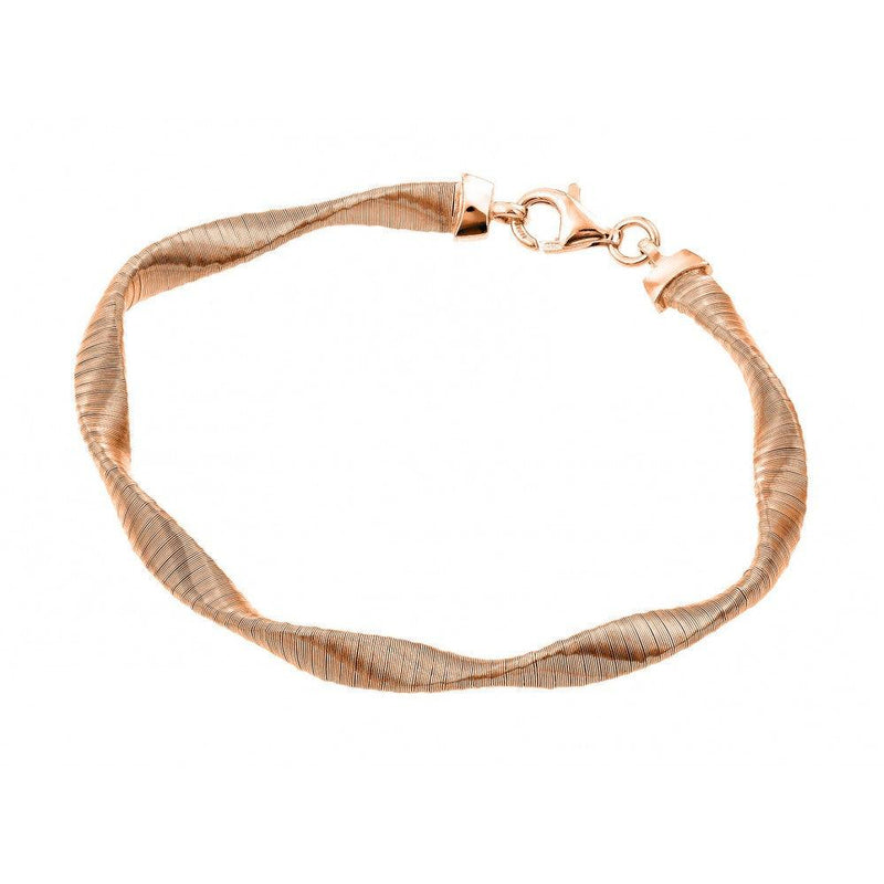 Silver 925 Rose Gold Plated Mesh Twisted Italian Bracelet - JPB00006RGP | Silver Palace Inc.