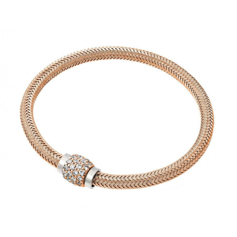 Silver 925 Rose Gold Plated Micro Pave Clear CZ Italian Bracelet - JPB00007RGP | Silver Palace Inc.