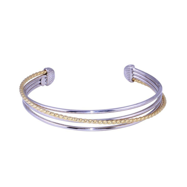 Closeout-925 Gold Plated 4 Strand Twisted Italian Bracelet - JPB00020GP | Silver Palace Inc.