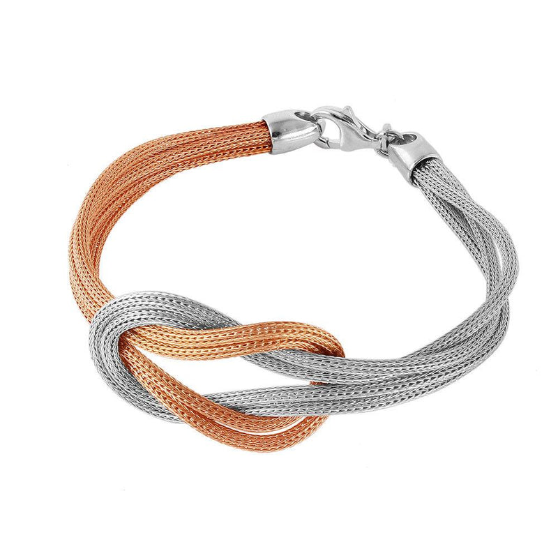 Closeout-Silver 925 Rose Gold Plated Mesh Infinity Knot Italian Bracelet - JPB00023RGP | Silver Palace Inc.