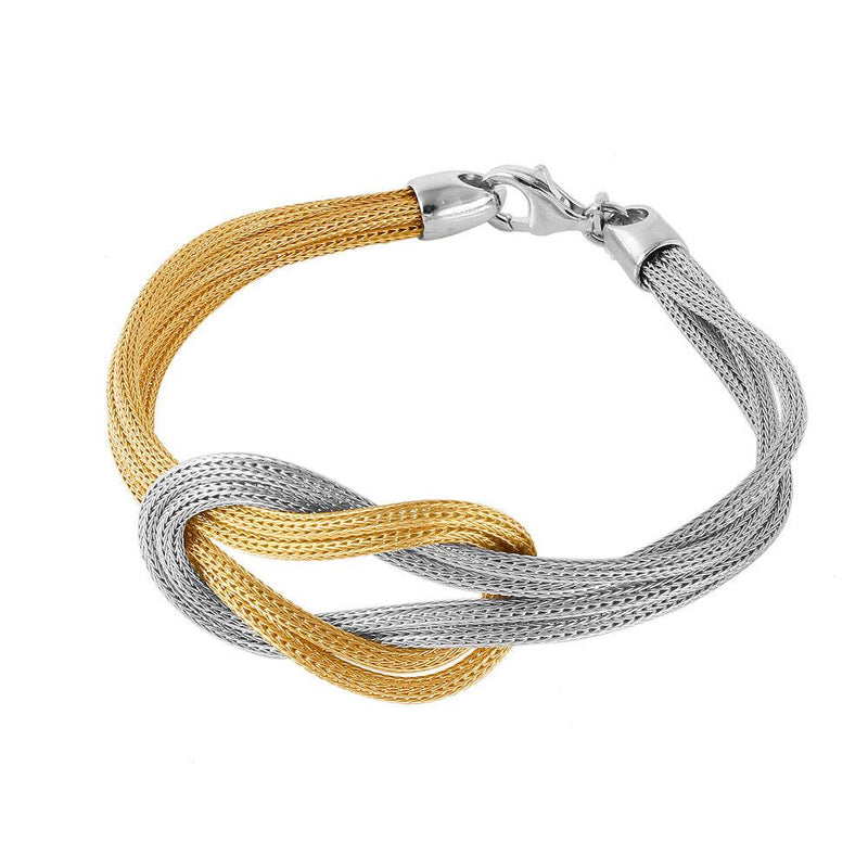 Closeout-Silver 925 Gold Plated Mesh Infinity Knot Italian Bracelet - JPB00023GP | Silver Palace Inc.