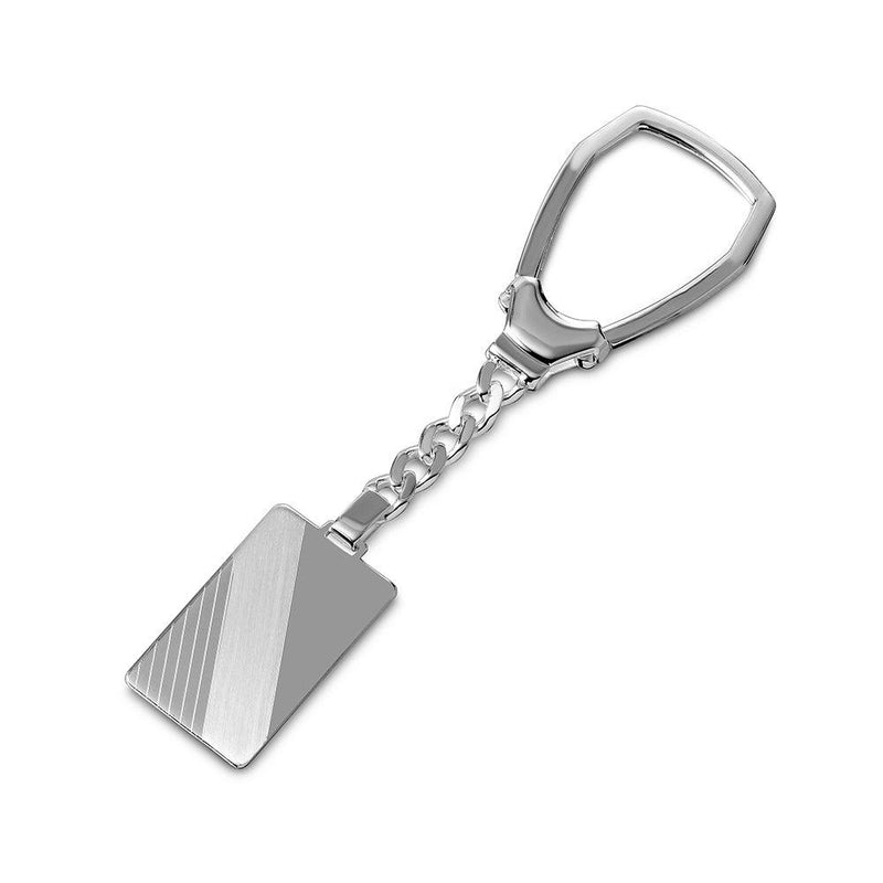 Silver 925 High Polished Rectangle with Design Key Chain - KEYCHAIN10 | Silver Palace Inc.