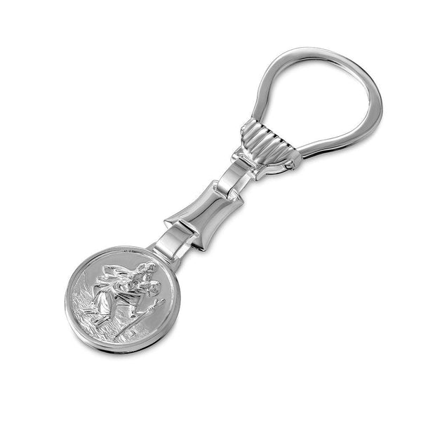 Silver 925 St. Christopher Emblem Keychain - KEYCHAIN12 | Silver Palace Inc.