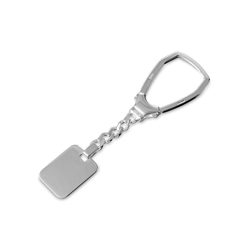 Silver 925 High Polished Rectangle Key Chain - KEYCHAIN13 | Silver Palace Inc.