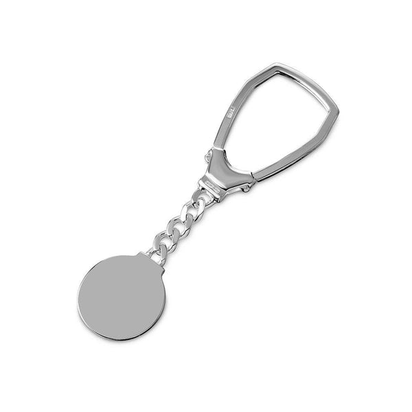 Silver 925 High Polished Round Keychain - KEYCHAIN14 | Silver Palace Inc.
