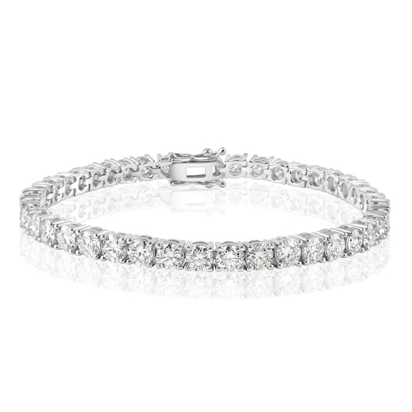Silver 925 Rhodium Plated Moissanite Stone 4mm Tennis Bracelet - MBGB00002 | Silver Palace Inc.