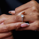 Rhodium Plated 925 Sterling Silver 1 Carat Round Moissanite and Clear CZ Ring - MBGR00005