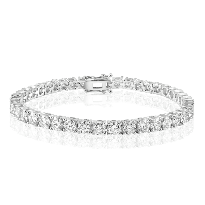Rhodium Plated 925 Sterling Silver Moissanite Stone 4mm Tennis
