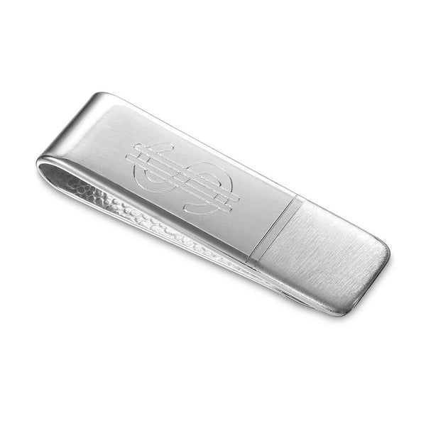 Silver 925 Matte And High Polished Money Clip with Dollar Sign - MONEYCLIP5 | Silver Palace Inc.
