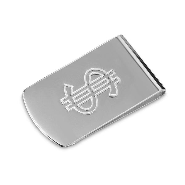 Silver 925 High Polished Money Clip with Dollar Sign - MONEYCLIP8 | Silver Palace Inc.