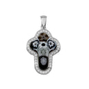 Sterling Silver 925 Rhodium Plated Black Murano Glass Cross CZ Pendant - MP00001BLK | Silver Palace Inc.
