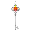 Sterling Silver 925 Rhodium Plated Glass Murano Flower Key Pendant - MP00007 | Silver Palace Inc.