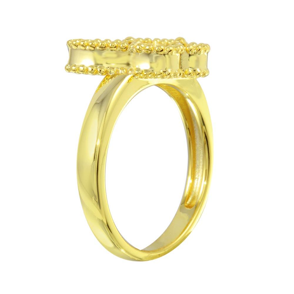 Gold Plated 925 Sterling Silver Butterfly Murano Glass Beaded Design Ring - MR00012