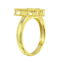 Gold Plated 925 Sterling Silver Butterfly Murano Glass Beaded Design Ring - MR00012