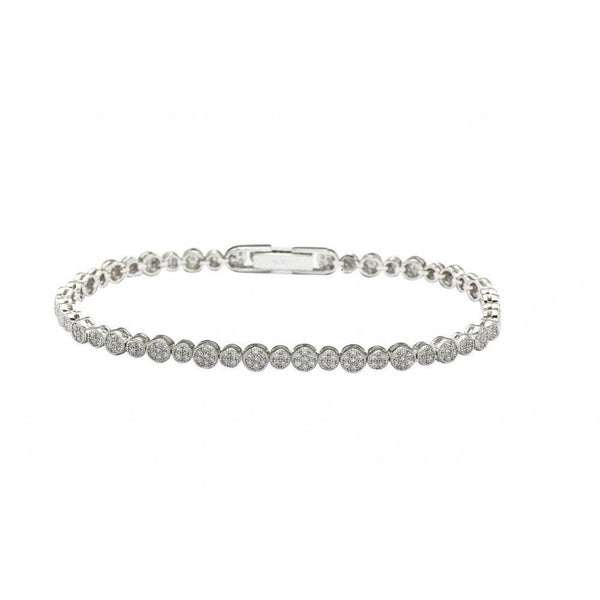 Silver 925 Rhodium Plated Multiple Round Clear CZ Bracelet - GMB00002 | Silver Palace Inc.