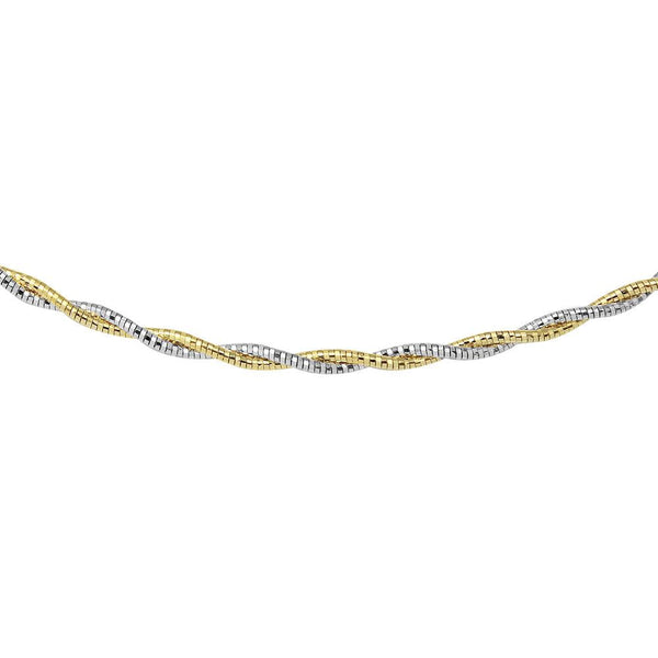 Silver 925 2 Toned 2 Layer Omega Spring 180 Chain Rhodium and Gold Plated 2.7mm - CH904 GP | Silver Palace Inc.