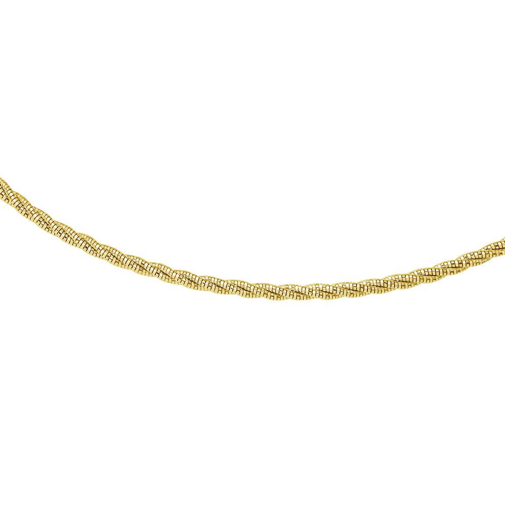 Silver 925 3 Layer Twisted Omega Spring Chain Gold Plated 3mm - CH912 GP | Silver Palace Inc. #plating_gold