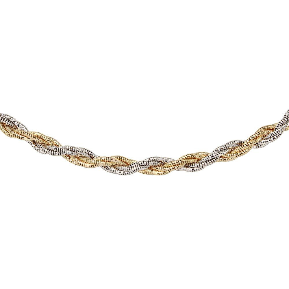 Silver 925 6 Layer Twisted Omega Spring Chain Gold And Rhodium Plated 5.5mm - CH916 GP | Silver Palace Inc. #plating_two-tone