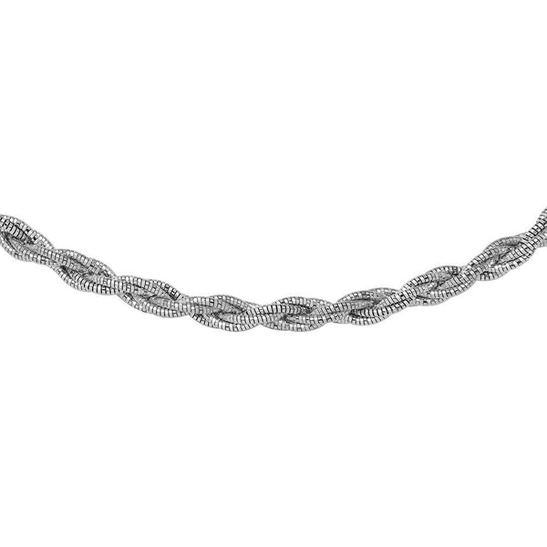 Silver 925 6 Layer Twisted Omega Spring Chain Rhodium Plated 5.5mm - CH915 RH | Silver Palace Inc.