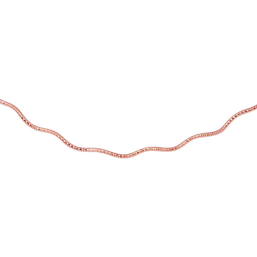 Silver 925 1 Layer Wave Omega Spring Chain Rose Gold Plated 1.3mm - CH924 RGP | Silver Palace Inc. #plating_rose gold