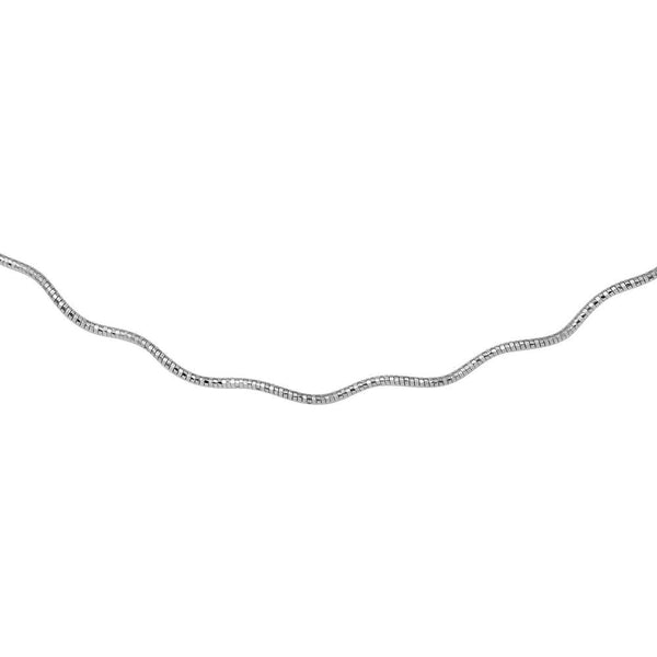 Silver 925 1 Layer Wave Omega Spring Chain Rhodium Plated 1.3mm - CH922 RH | Silver Palace Inc.