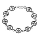 Closeout-Silver 925 Oxidized Open Disc Filigree Design Link Bracelet - OXB00013 | Silver Palace Inc.