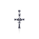 Silver 925 Oxidized Fleur De Lis Cross Pendant - OXP00014 | Silver Palace Inc.