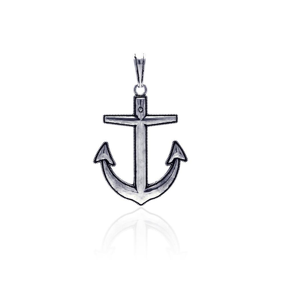 Oxidized 925 Sterling Silver Anchor Pendant - OXP00018