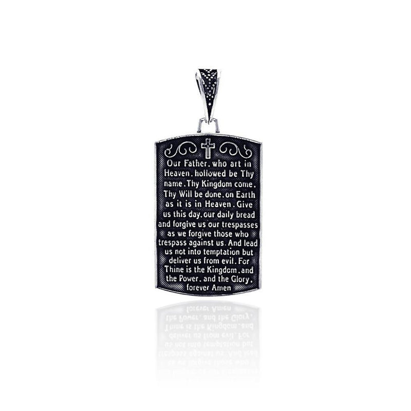 Silver 925 Oxidized Lord Prayer Tag Pendant - OXP00020 | Silver Palace Inc.