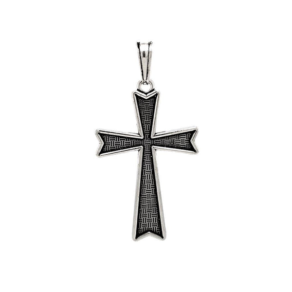 Silver 925 Oxidized Textured Cross Pendant - OXP00025 | Silver Palace Inc.