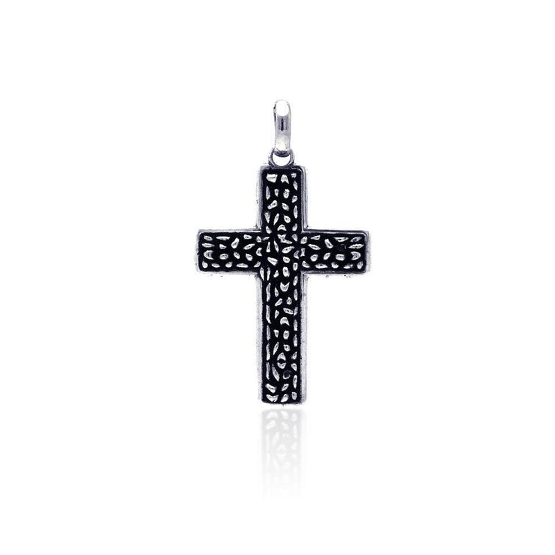 Silver 925 Oxidized Textured Cross Pendant - OXP00032 | Silver Palace Inc.