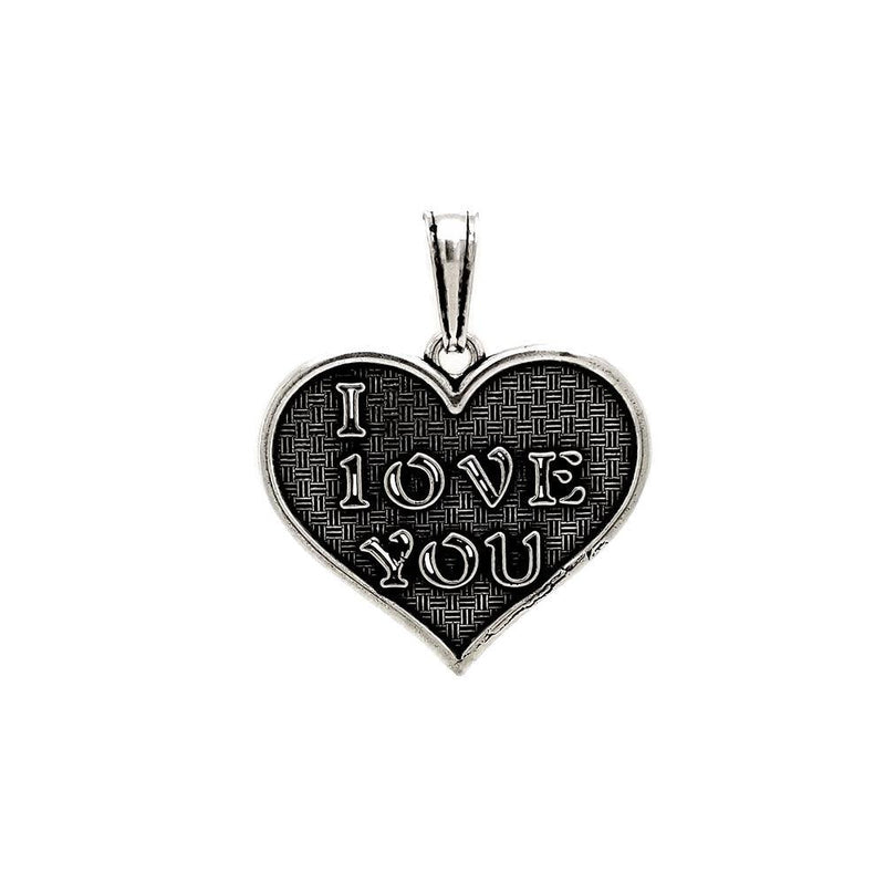Silver 925 Oxidized I LOVE YOU Heart Pendant - OXP00045 | Silver Palace Inc.