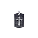 Silver 925 Oxidized Textured Cross Dogtag Pendant - OXP00046 | Silver Palace Inc.