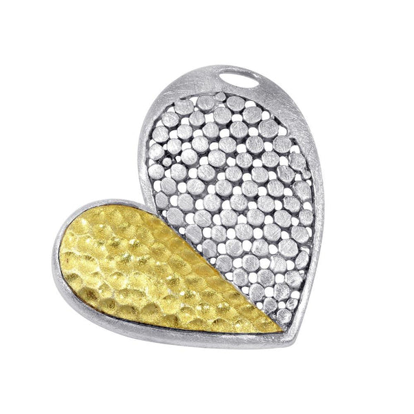 Closeout-Silver 925 Two-Toned Asymmetrical Heart Pendant - P 640078 | Silver Palace Inc.