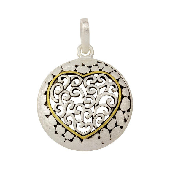 Closeout-Silver 925 Round Heart Pendant - P 640122 | Silver Palace Inc.