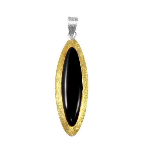 Closeout-Silver 925 Two-Toned Oval Pendant - P 640346BLK | Silver Palace Inc.