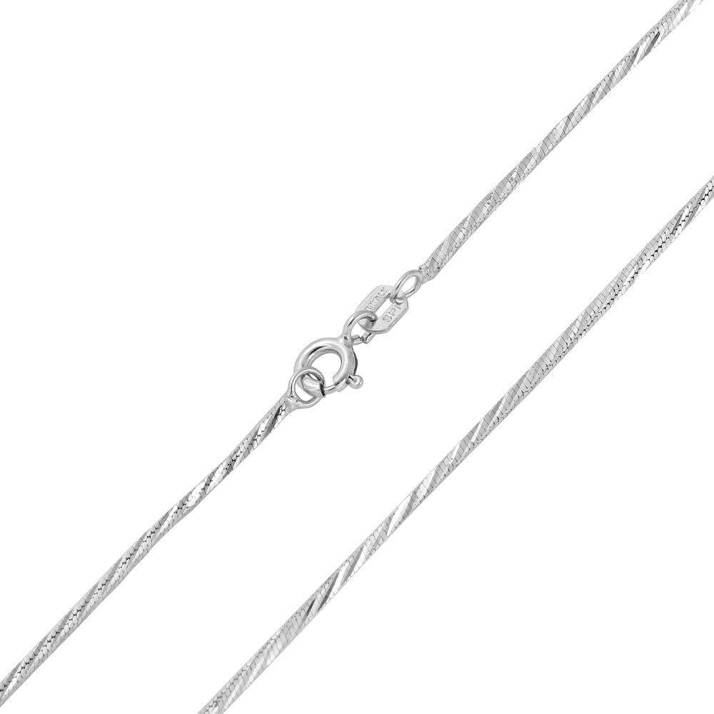 4 Sided Snake 025 DC Rhodium Plated 925 Sterling Silver Chain 1.4