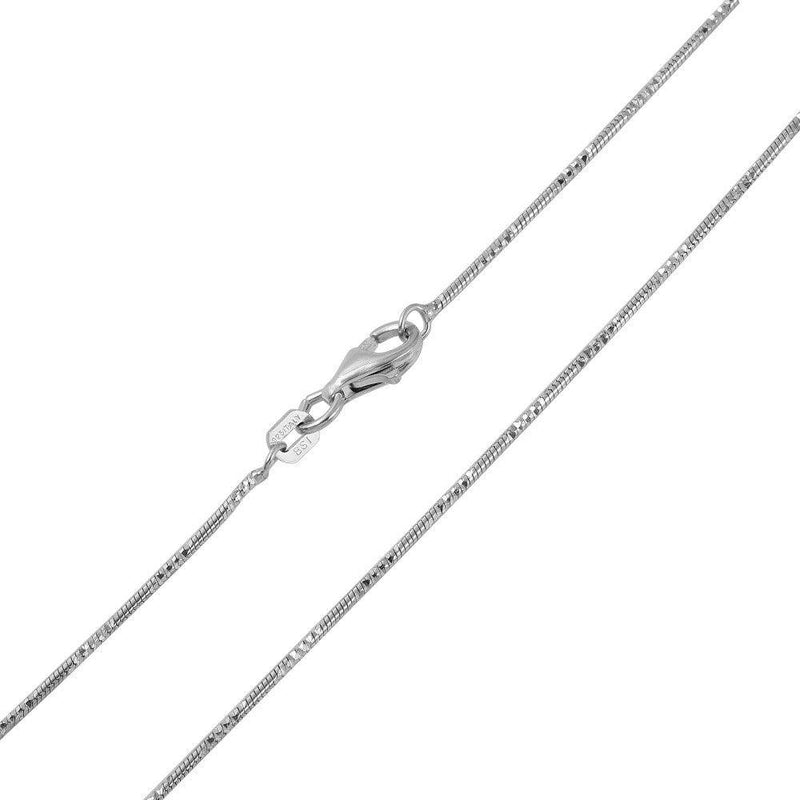 Cadena de serpiente redonda de plata rodiada 025 4DC de 1 mm (paquete de 6) - CH144 RH