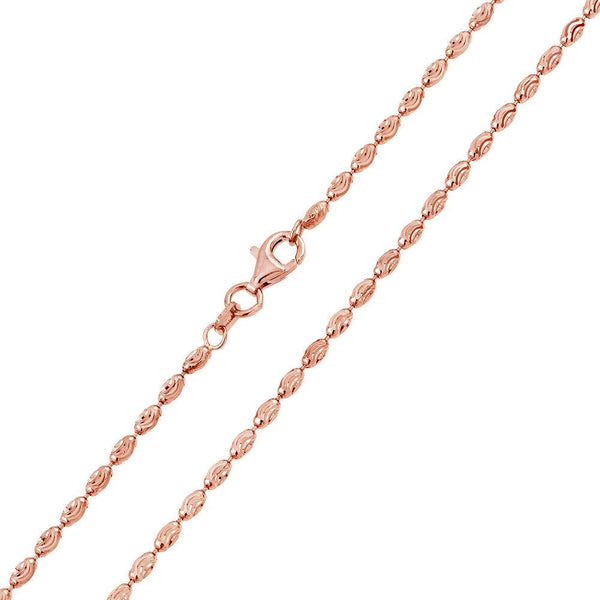 Silver 925 Rose Gold Plated Oval Curved DC Bead 002 Chains - CH147 RGP | Silver Palace Inc.