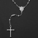 Silver 925 Rhodium Plated Glittered and High Polished Beads Rosary Necklace 3mm - RS06RH-3MM | Silver Palace Inc.
