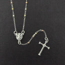 Silver 925 High Polished 3 Toned Bead Rosary 2MM - ROS31-2mm | Silver Palace Inc.