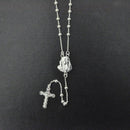 Silver 925 High Polished 4MM Beads with Large Medallion and Cross - ROS32-4MM | Silver Palace Inc.