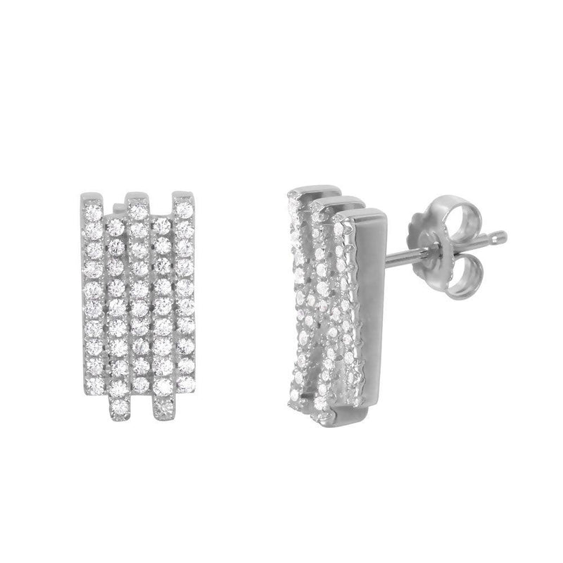 Silver 925 Rhodium Plated Vertical Stacked CZ Stud Earrings - ACE00085RH | Silver Palace Inc.