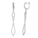 Silver 925 Rhodium Plated Dangling Open Square CZ huggie hoop Earrings - ACE00099RH | Silver Palace Inc.