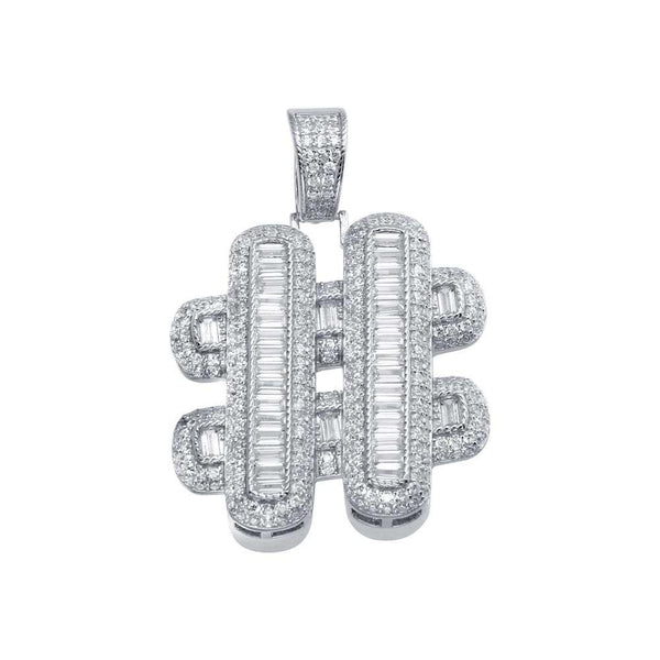 Rhodium Plated 925 Sterling Silver Hashtag # Hip Hop Pendant - SLP00010 | Silver Palace Inc.