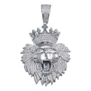 Rhodium Plated 925 Sterling Silver CZ Crowned Lion Hip Hop Pendant - SLP00024 | Silver Palace Inc.