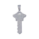 Rhodium Plated 925 Sterling Silver Key Hip Hop Pendant - SLP00037 | Silver Palace Inc.