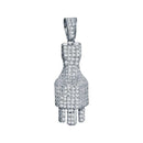 Rhodium Plated 925 Sterling Silver Plug Hip Hop Pendant - SLP00039 | Silver Palace Inc.