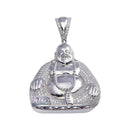 Rhodium Plated 925 Sterling Silver CZ Laughing Buddha Hip Hop Pendant - SLP00040. | Silver Palace Inc.