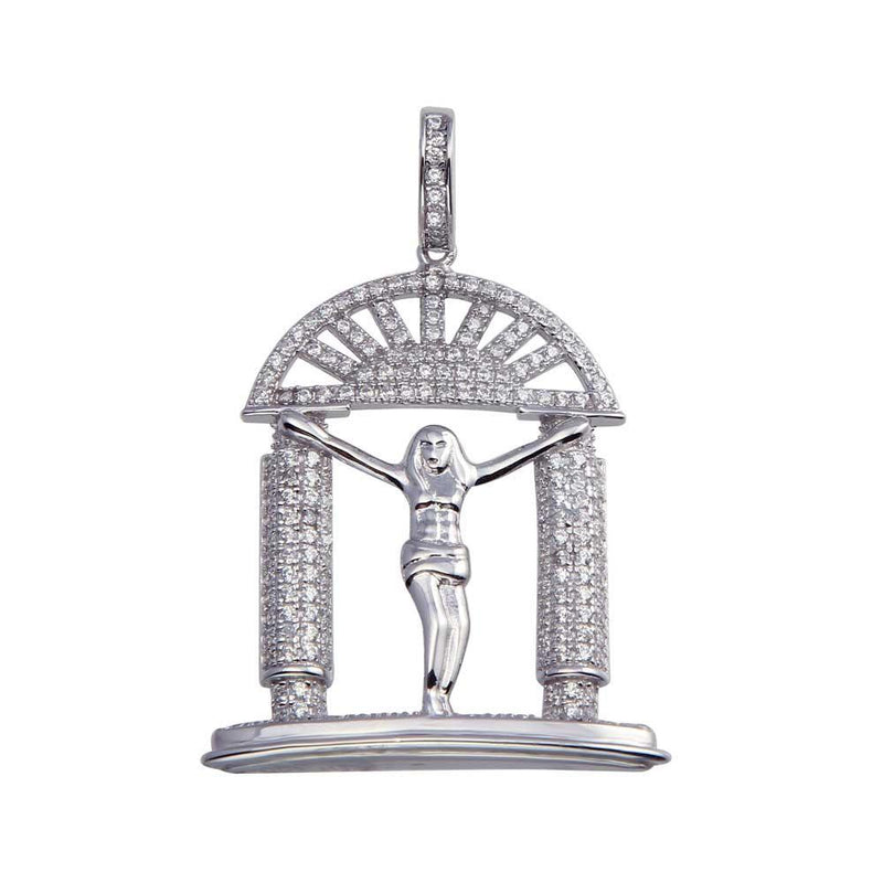 Silver 925 Rhodium Plated CZ Crucifix Hip Hop Pendant - SLP00041. | Silver Palace Inc.